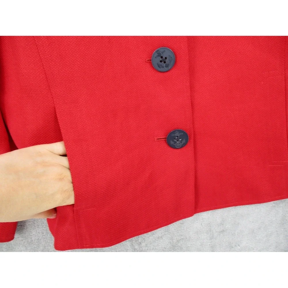 Ralph Lauren Jacket LRL 12 Linen Anchor‎ Buttons Nautical Lightweight Career Red